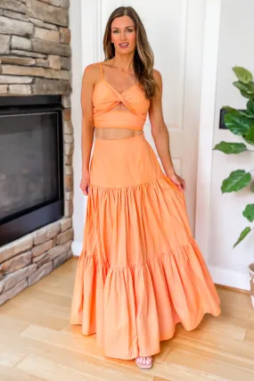 Delaney Tiered Maxi Skirt - Orange