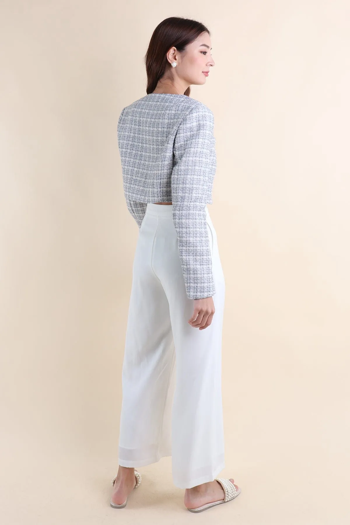 DELPHI TWEED JACKET IN GREY BLUE