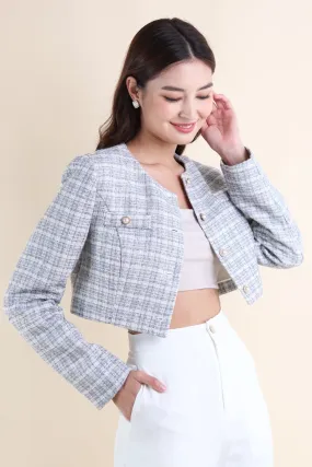 DELPHI TWEED JACKET IN GREY BLUE