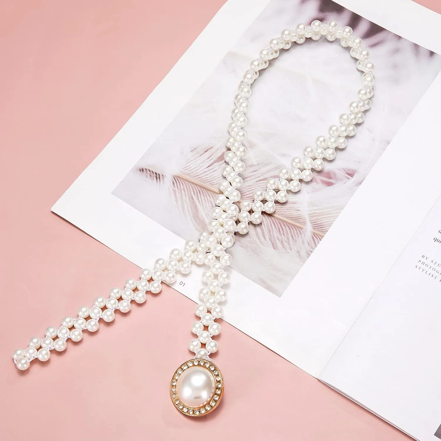 Diamond Pear Flower Women's Dress Belt Pearl Bridal Beaded Shiny Diamond Waist Chain