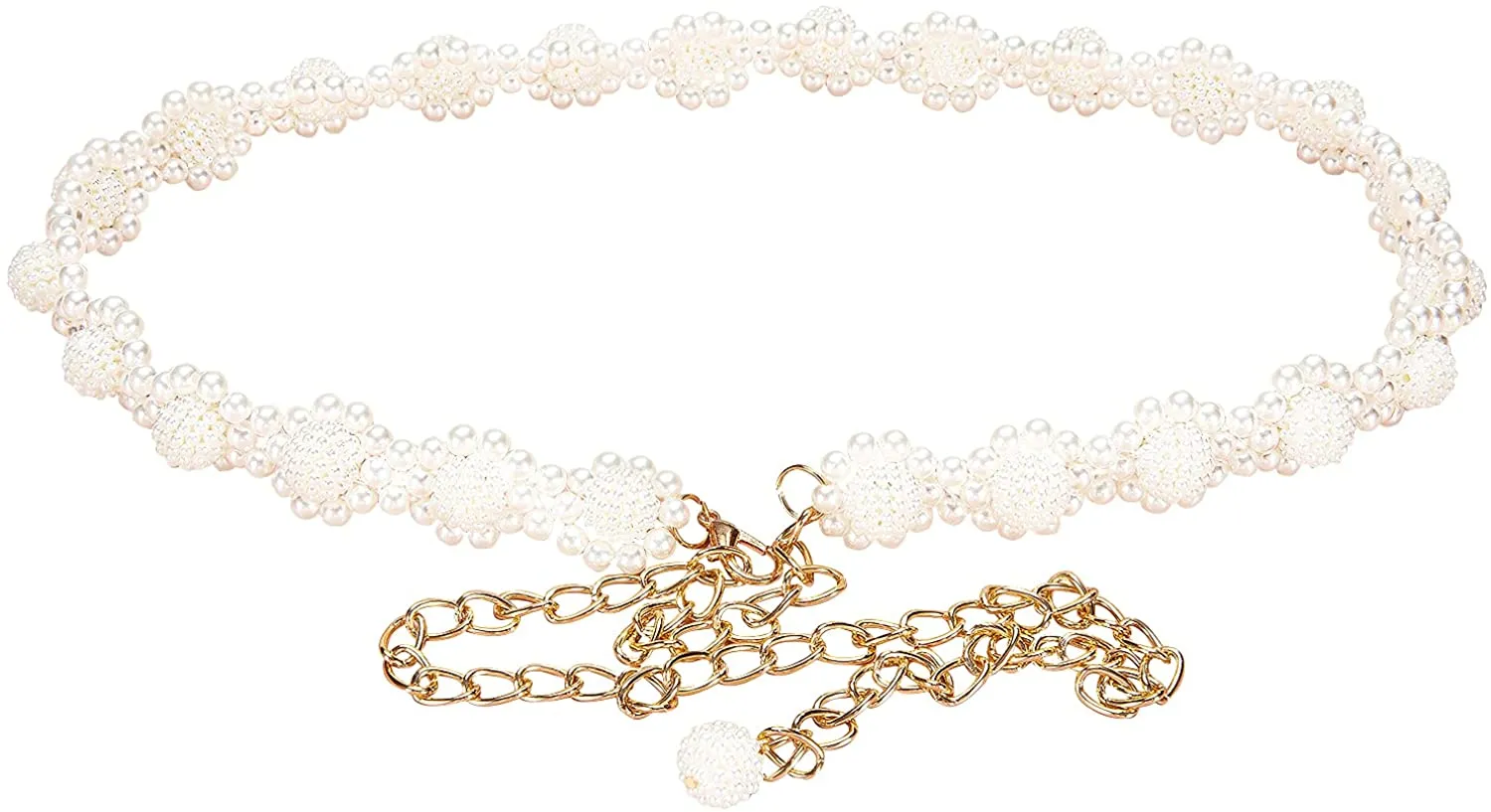 Diamond Pear Flower Women's Dress Belt Pearl Bridal Beaded Shiny Diamond Waist Chain