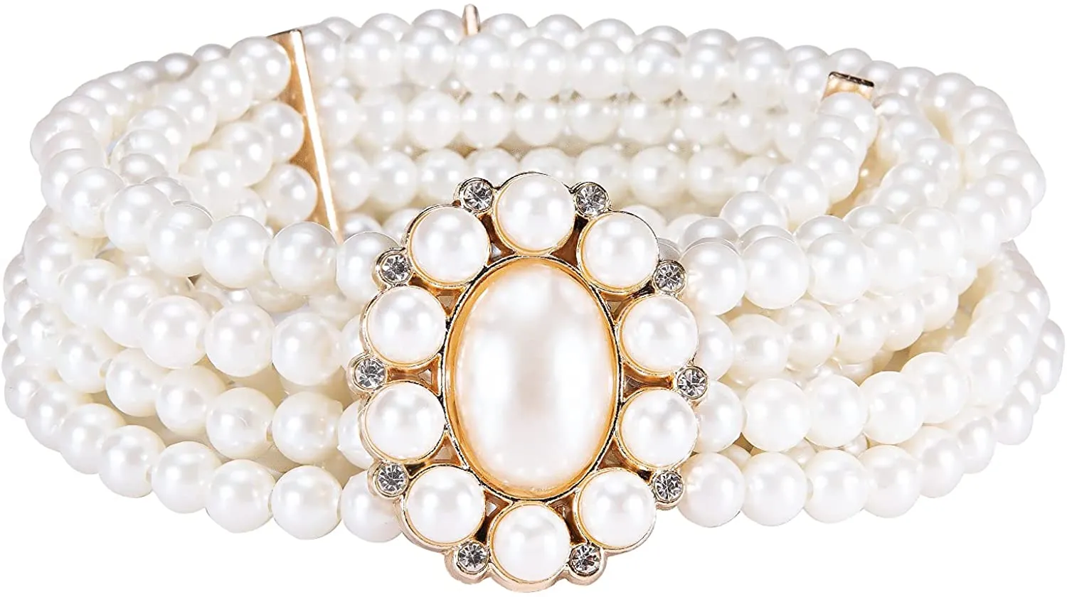 Diamond Pear Flower Women's Dress Belt Pearl Bridal Beaded Shiny Diamond Waist Chain