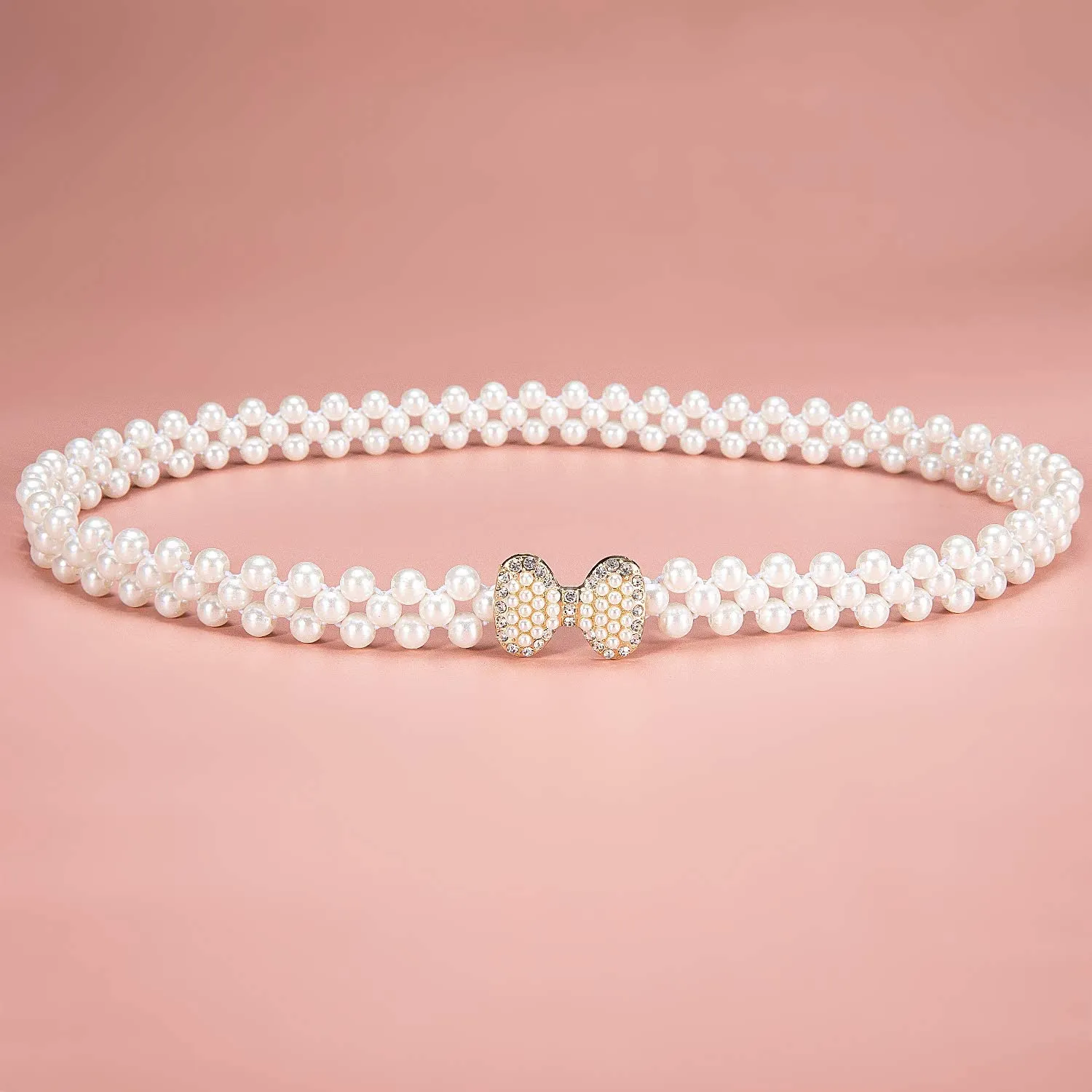 Diamond Pear Flower Women's Dress Belt Pearl Bridal Beaded Shiny Diamond Waist Chain