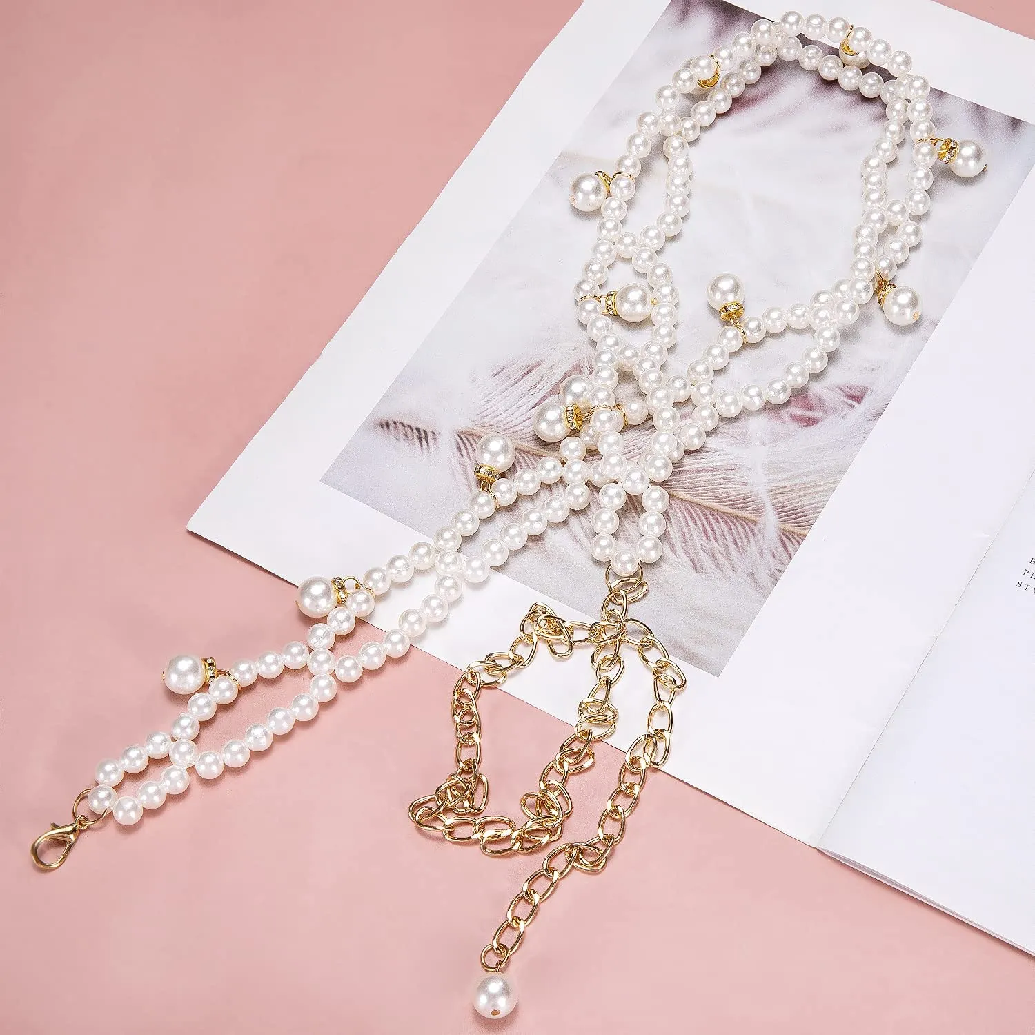 Diamond Pear Flower Women's Dress Belt Pearl Bridal Beaded Shiny Diamond Waist Chain