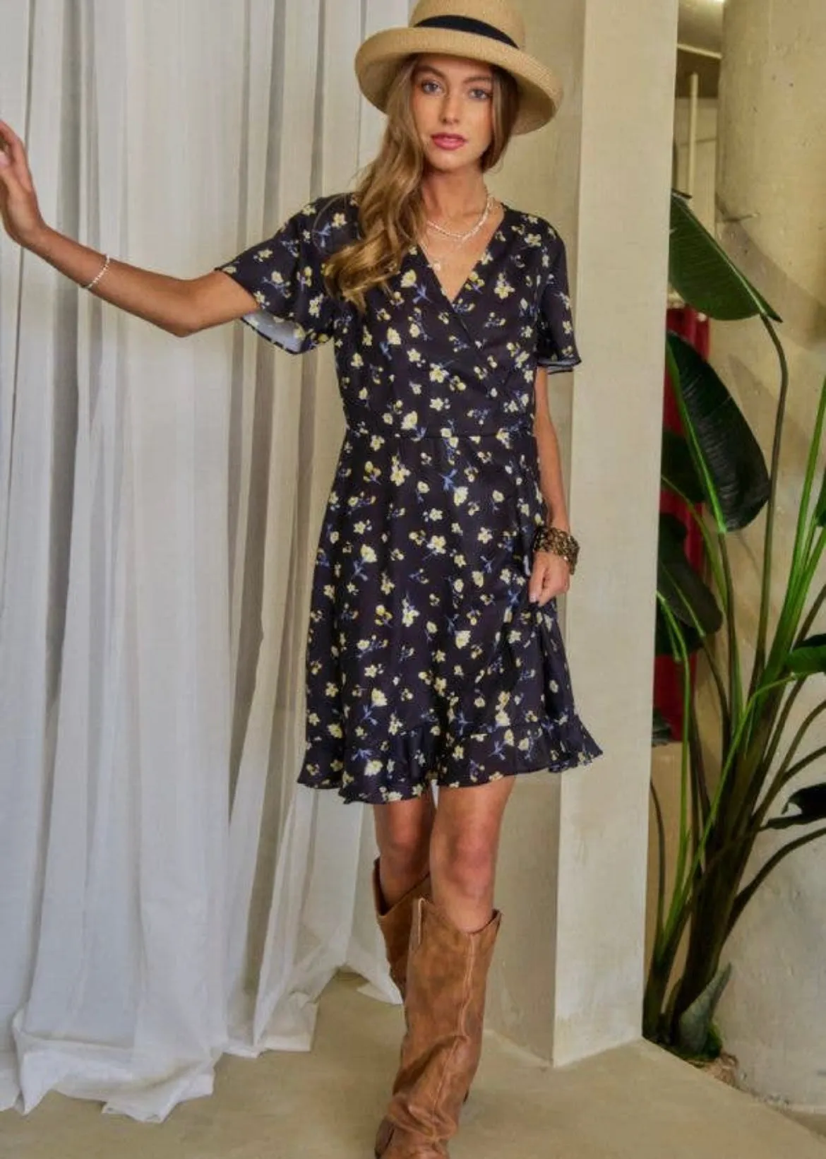 Ditzy Floral Wrap Dress
