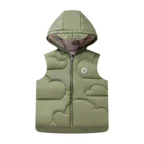 Down Sleeveless Recycled Nylon Coat - Olive