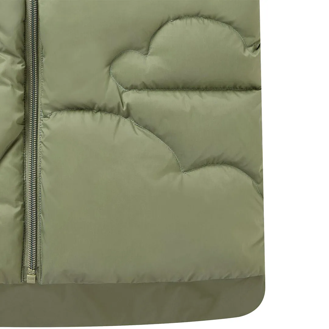 Down Sleeveless Recycled Nylon Coat - Olive