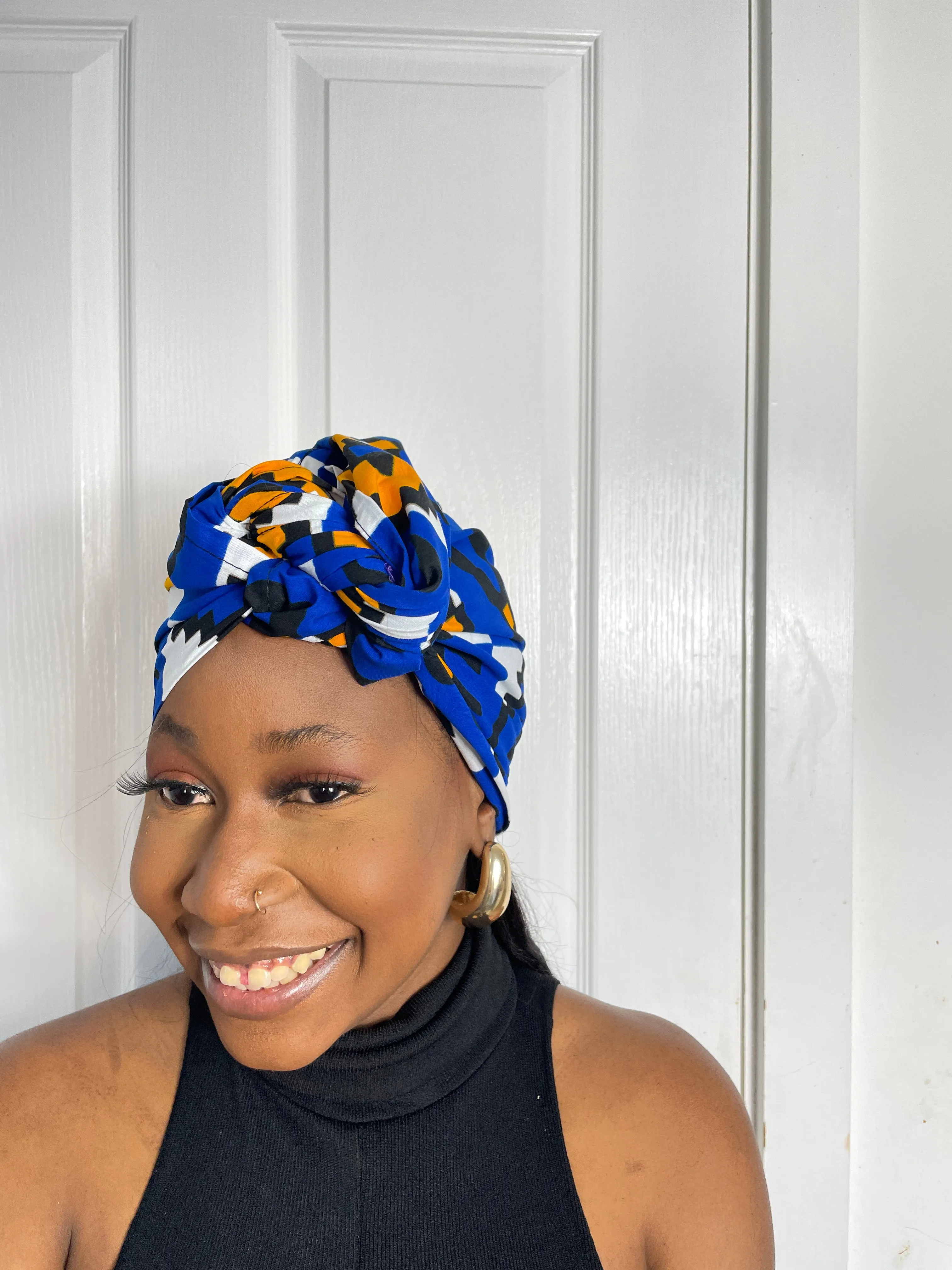 Emilia Blue and Yellow Ankara Headwrap/Scarf