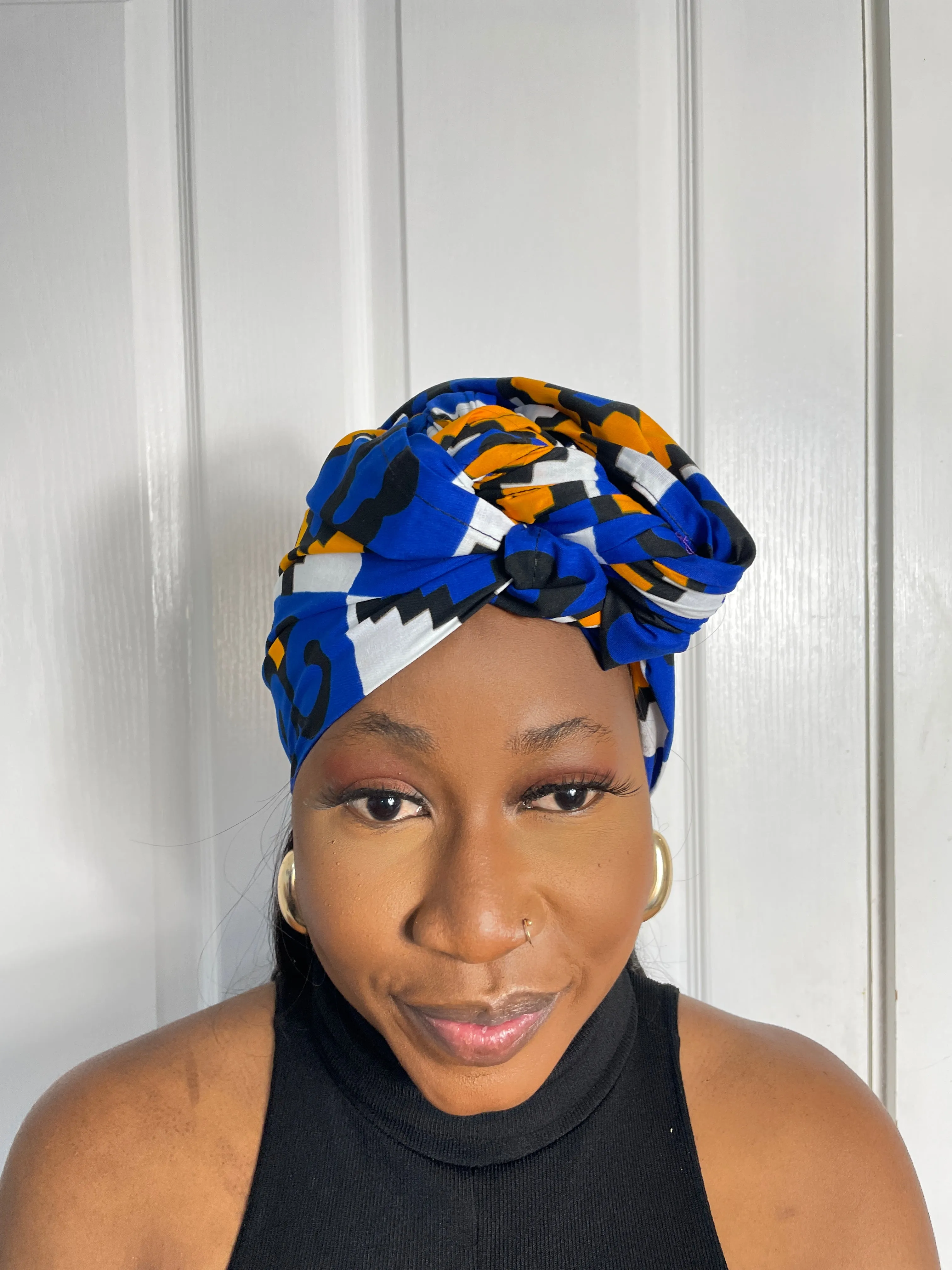 Emilia Blue and Yellow Ankara Headwrap/Scarf
