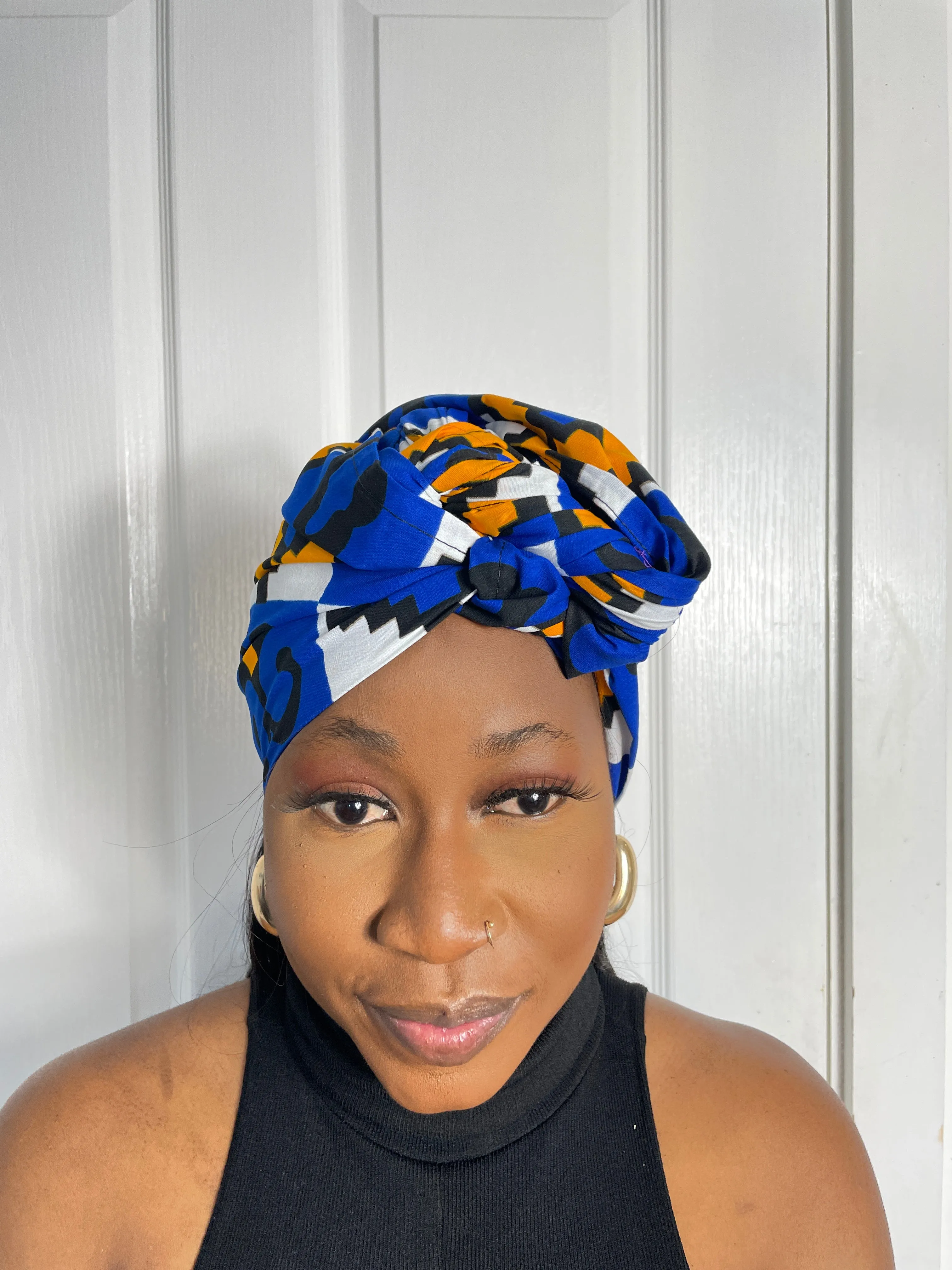 Emilia Blue and Yellow Ankara Headwrap/Scarf