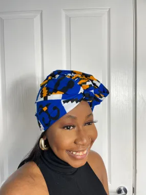 Emilia Blue and Yellow Ankara Headwrap/Scarf
