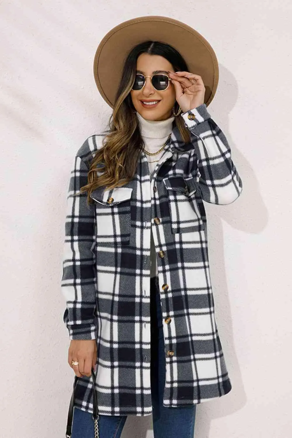 Fall Chic Button Down Long Plaid Coat