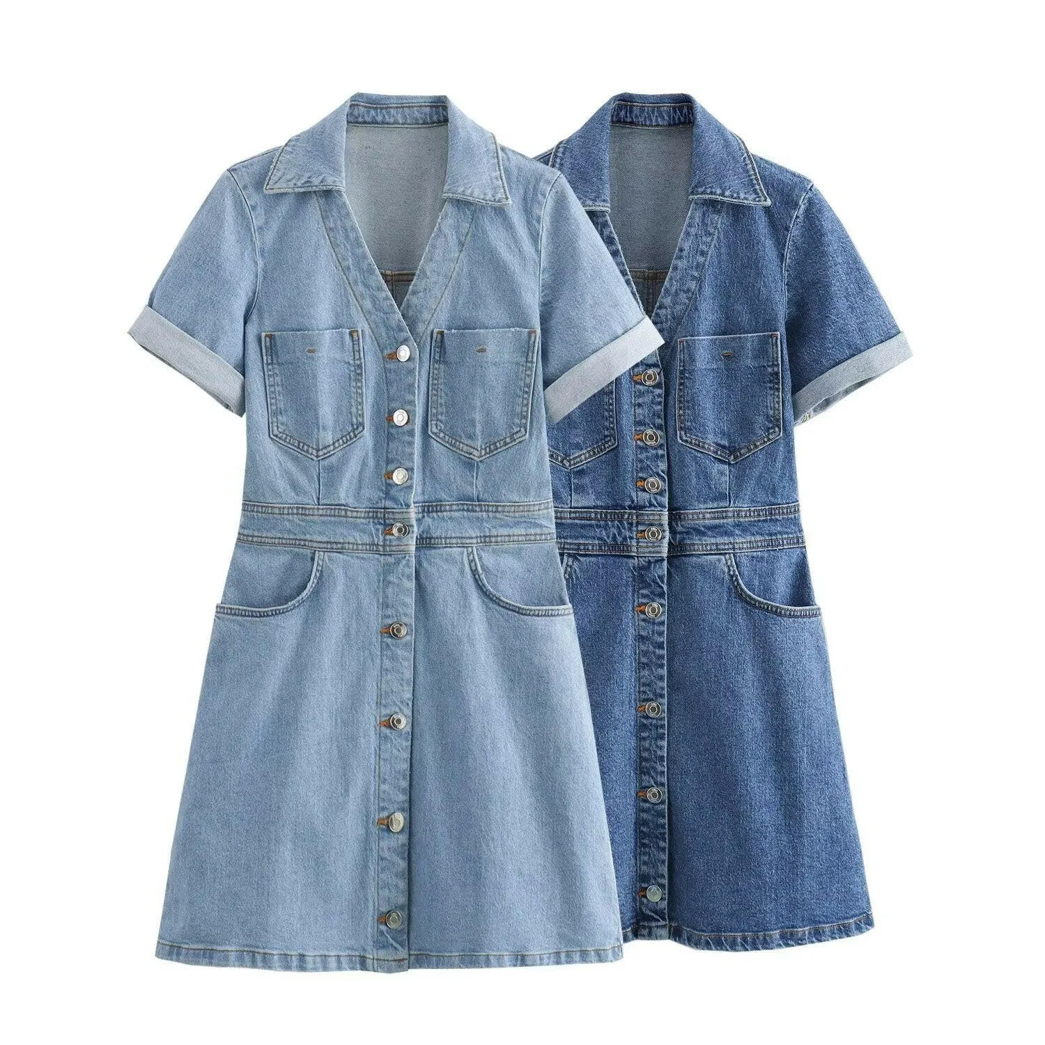 Fashionable and Casual Denim Mini Dress
