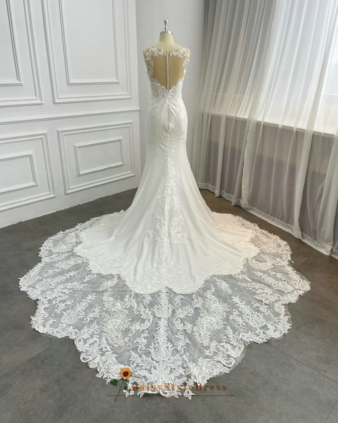 Fit-Flare Ivory Lace Wedding Dress