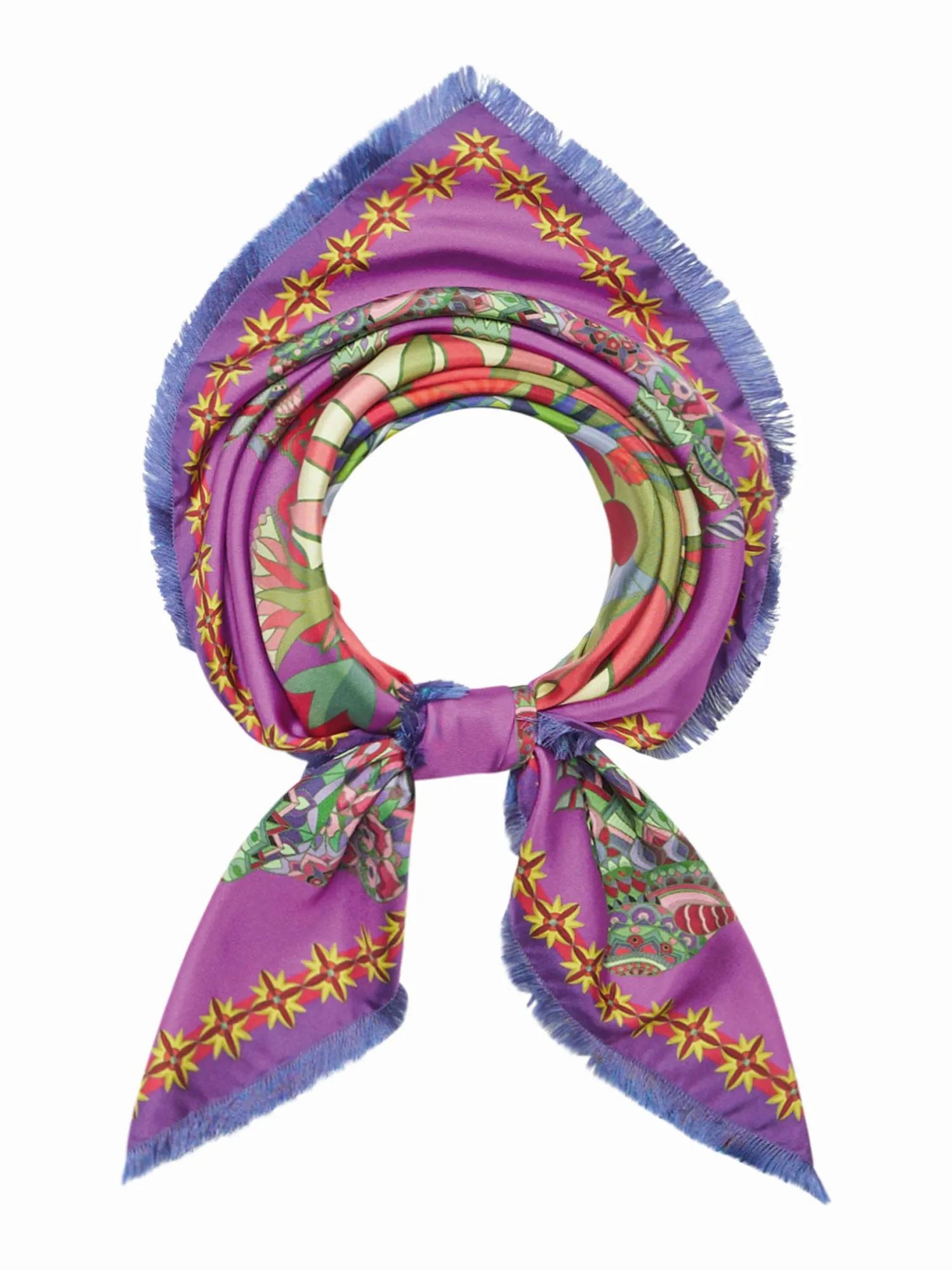 FRANCO FERRARI - CIALDA DOUBLE SIDED FRINGE SILK SCARF 90CM