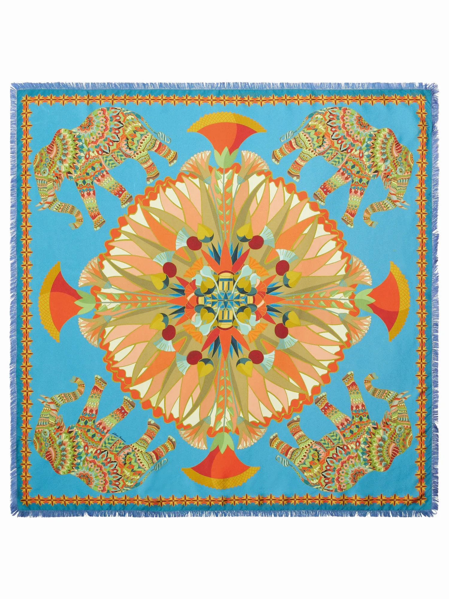 FRANCO FERRARI - CIALDA DOUBLE SIDED FRINGE SILK SCARF 90CM
