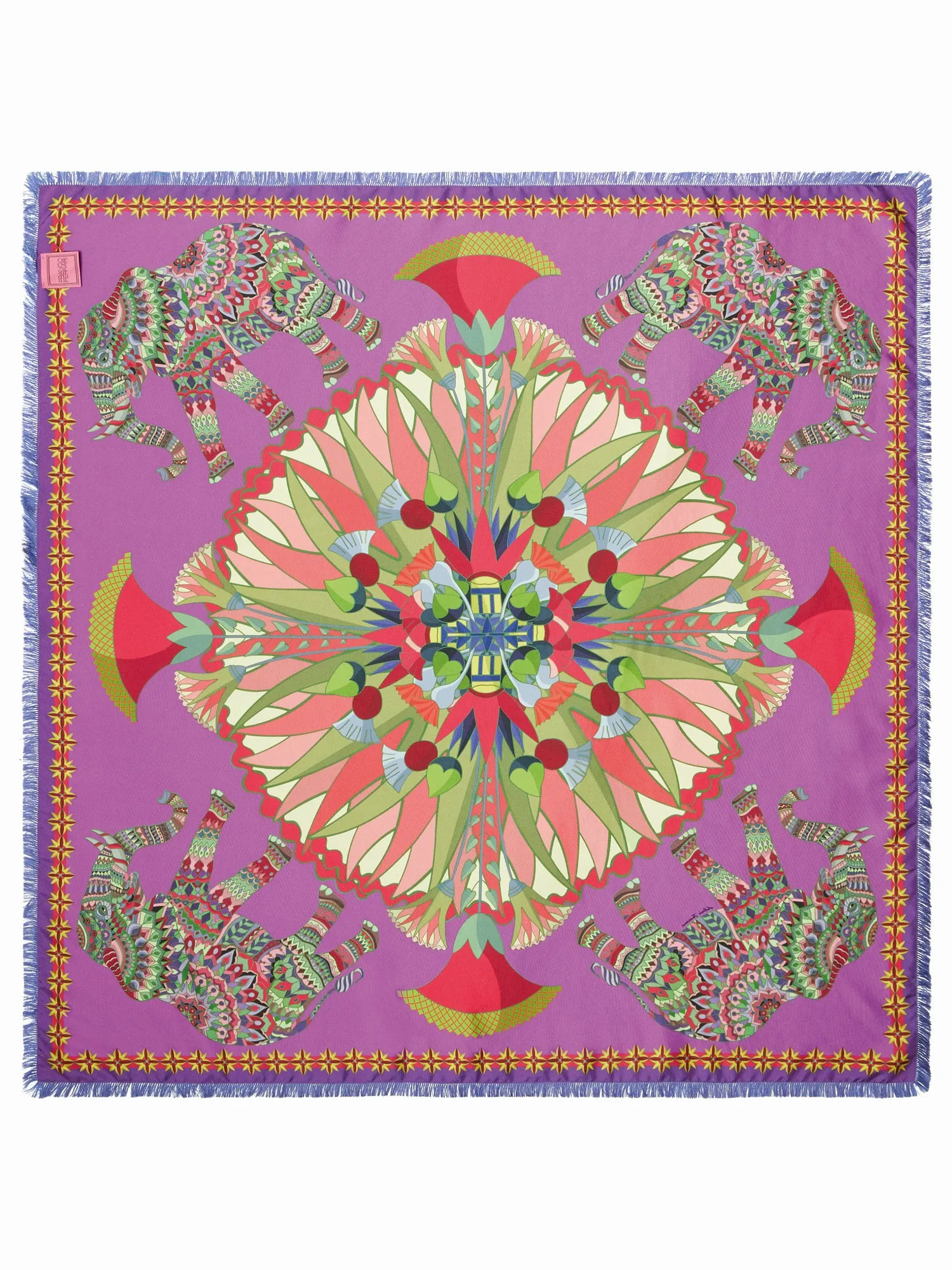 FRANCO FERRARI - CIALDA DOUBLE SIDED FRINGE SILK SCARF 90CM