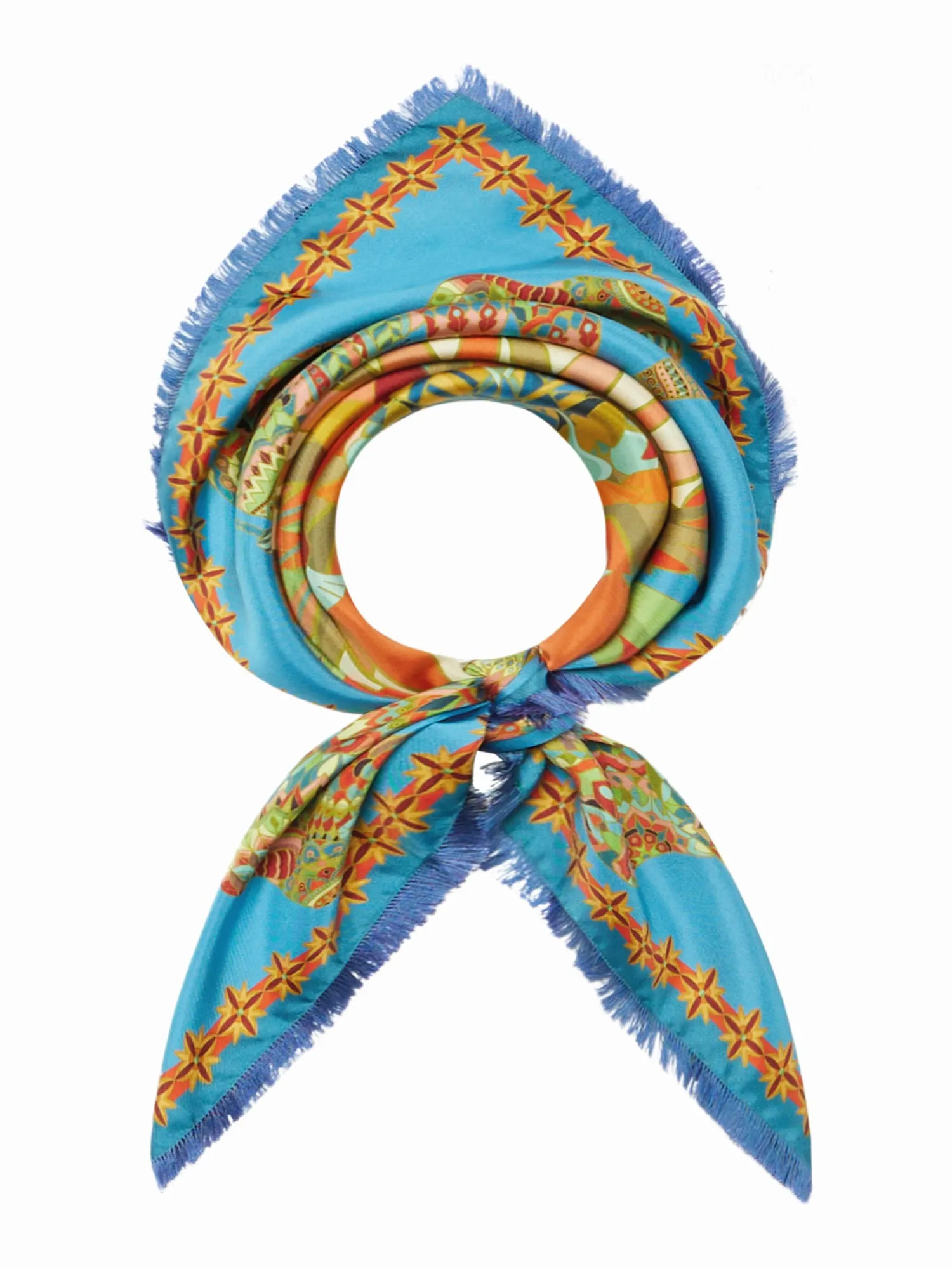 FRANCO FERRARI - CIALDA DOUBLE SIDED FRINGE SILK SCARF 90CM