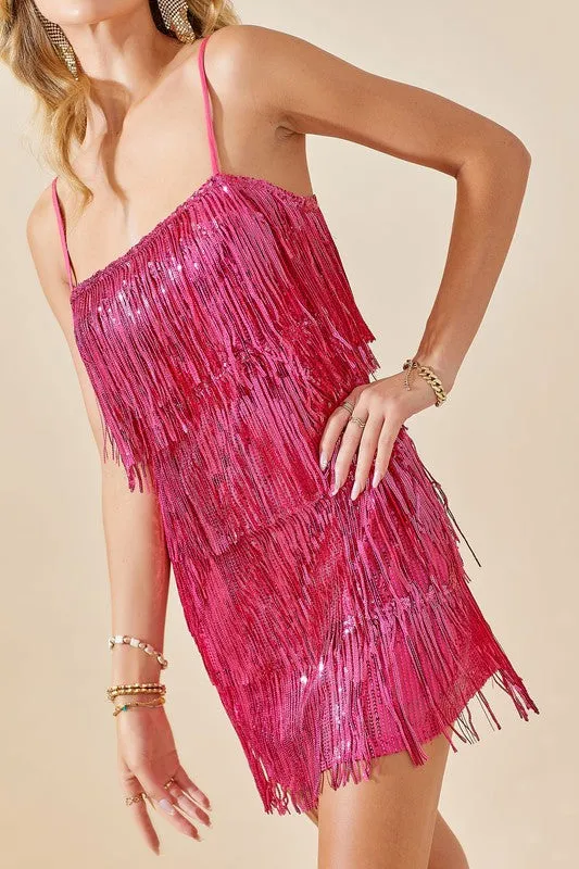 Fuschia Fringe Cami dress