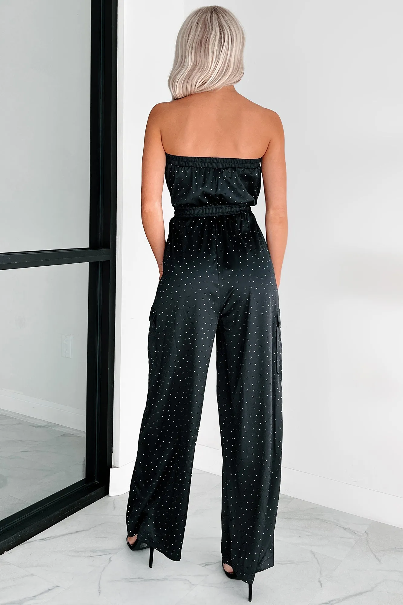 Glittering Goddess Rhinestone Embellished Jumpsuit (Black)