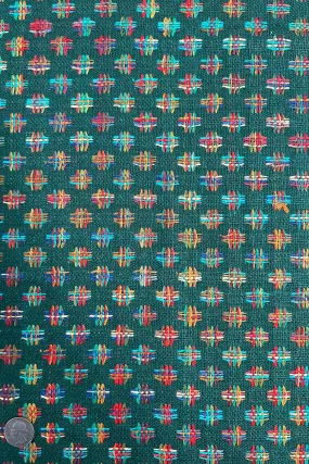 Green Multicolor Silk Tweed Fabric
