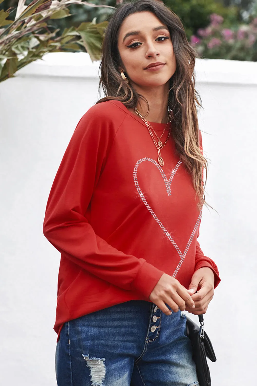 Heart Shaped Long Sleeve Sweatshirt