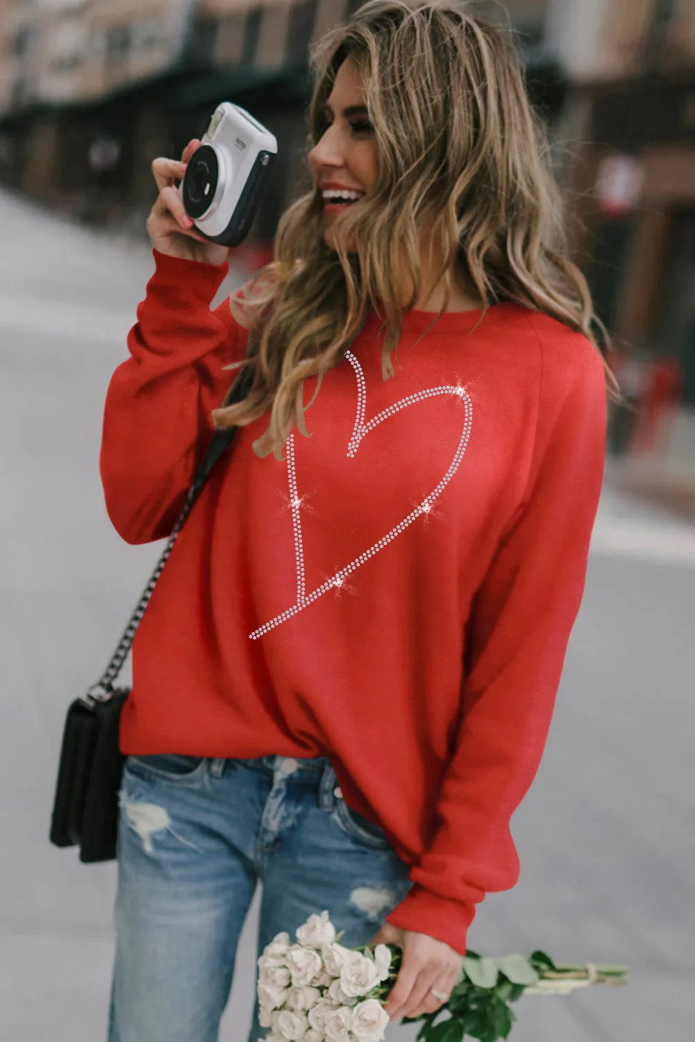 Heart Shaped Long Sleeve Sweatshirt