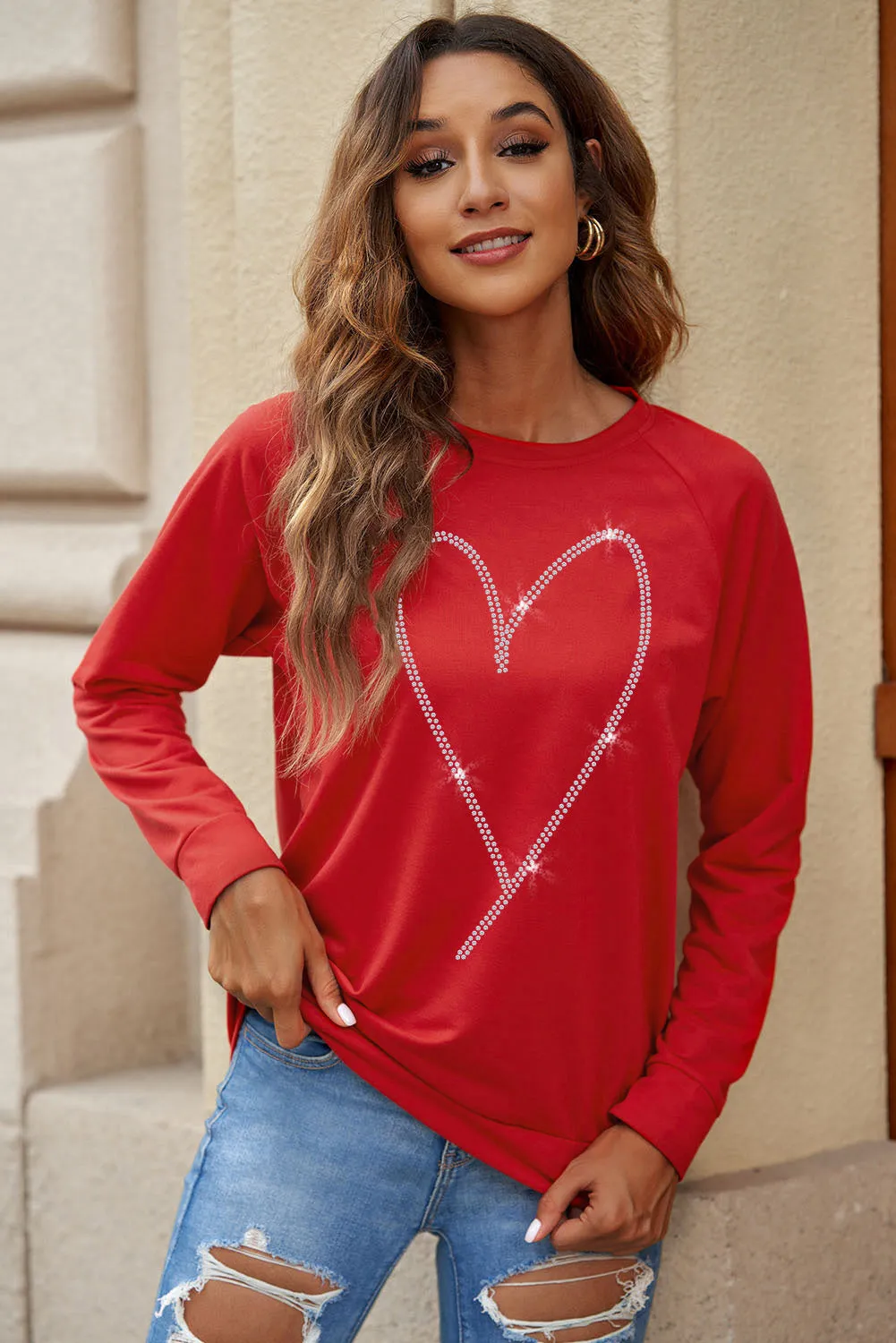 Heart Shaped Long Sleeve Sweatshirt