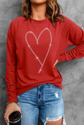 Heart Shaped Long Sleeve Sweatshirt