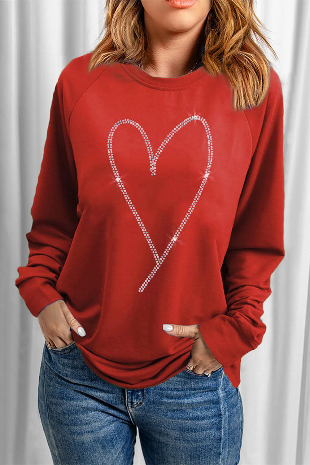Heart Shaped Long Sleeve Sweatshirt