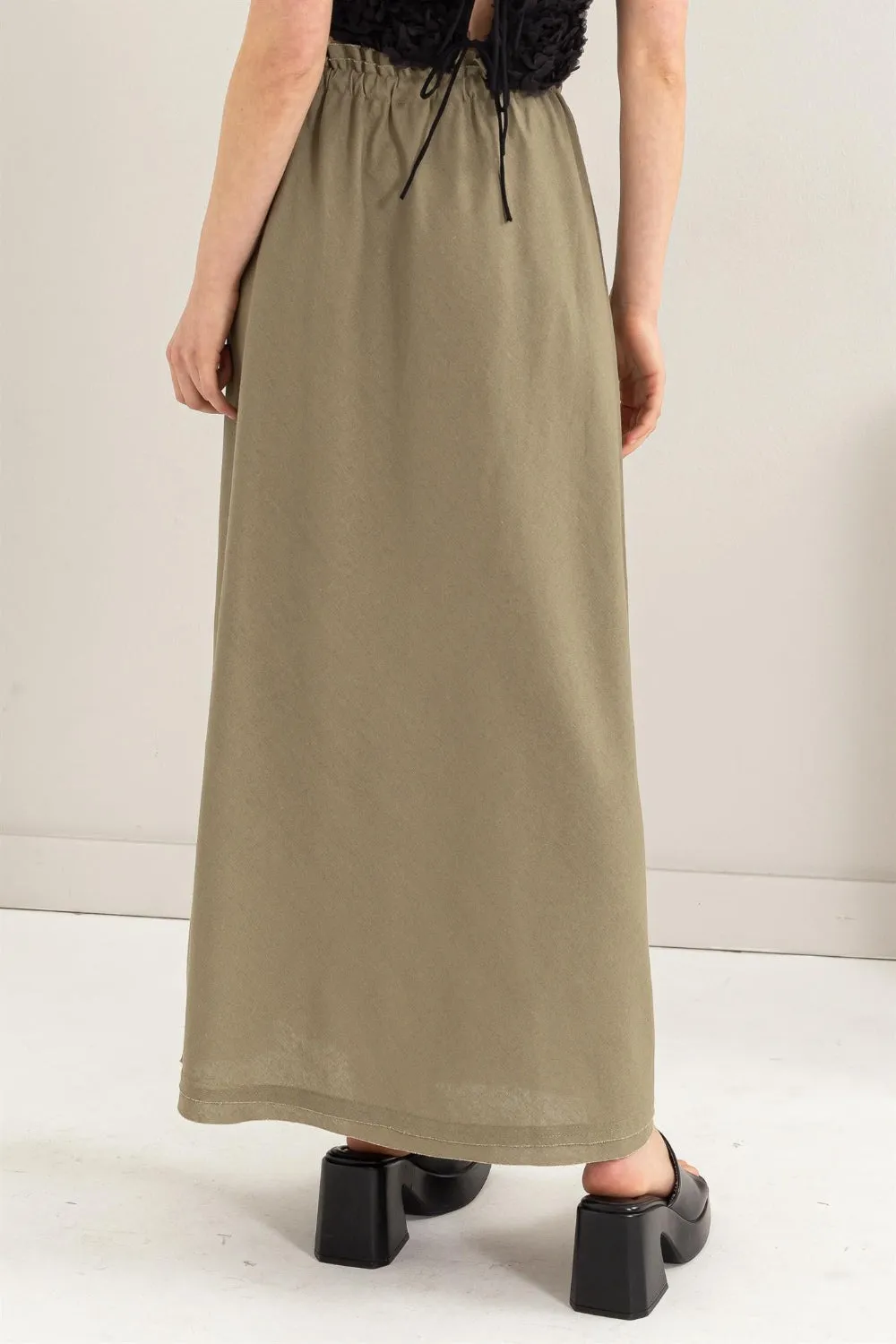 Hyfve Drawstring Washed Linen Maxi Skirt
