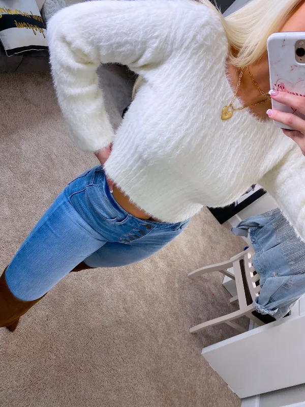 I Like Warm Hugs Long Sleeve Sweater, Off White