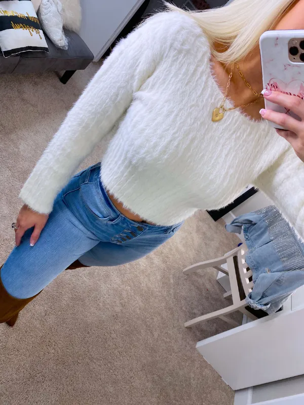 I Like Warm Hugs Long Sleeve Sweater, Off White