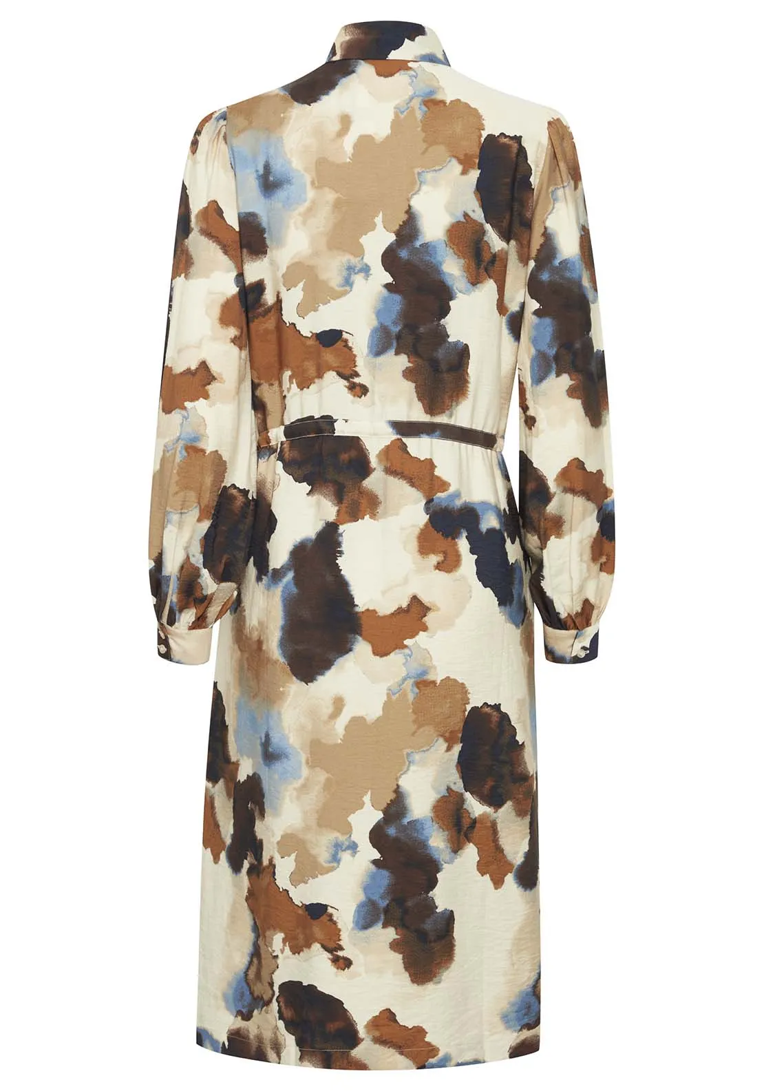 Ihamma Knee Length Long Sleeve Shirt Dress - Birch Watercolor Mix