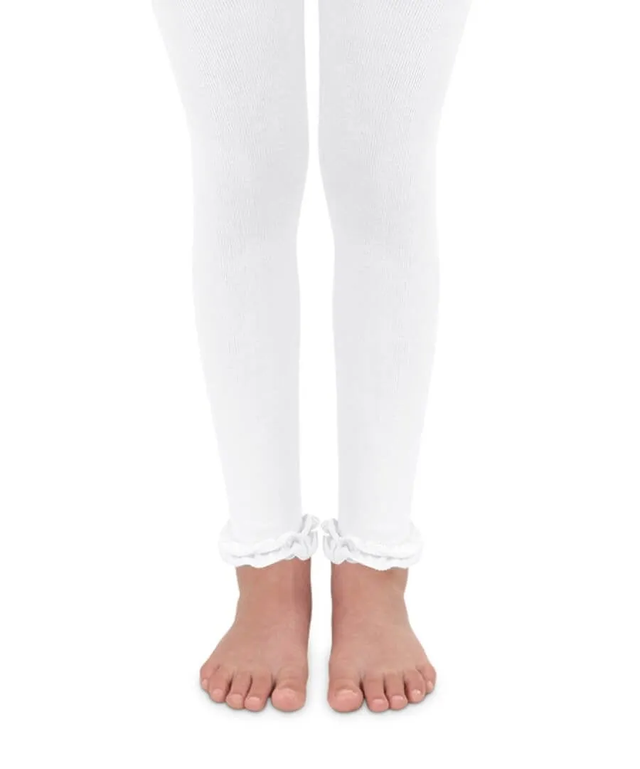 Jefferies Socks White Ruffle Footless Tights