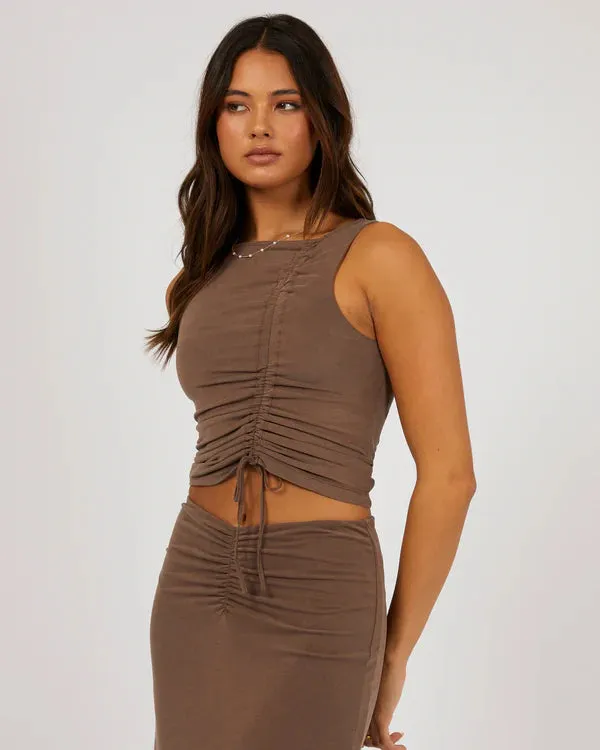 Jorge Luxe Ruched Tank - Brown