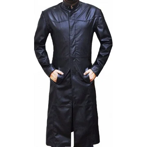 Keanu Reeves Black Woolen Trench Coat