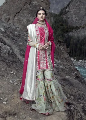 Latest embellished Indian gharara outfit in pink color for wedding # B3407