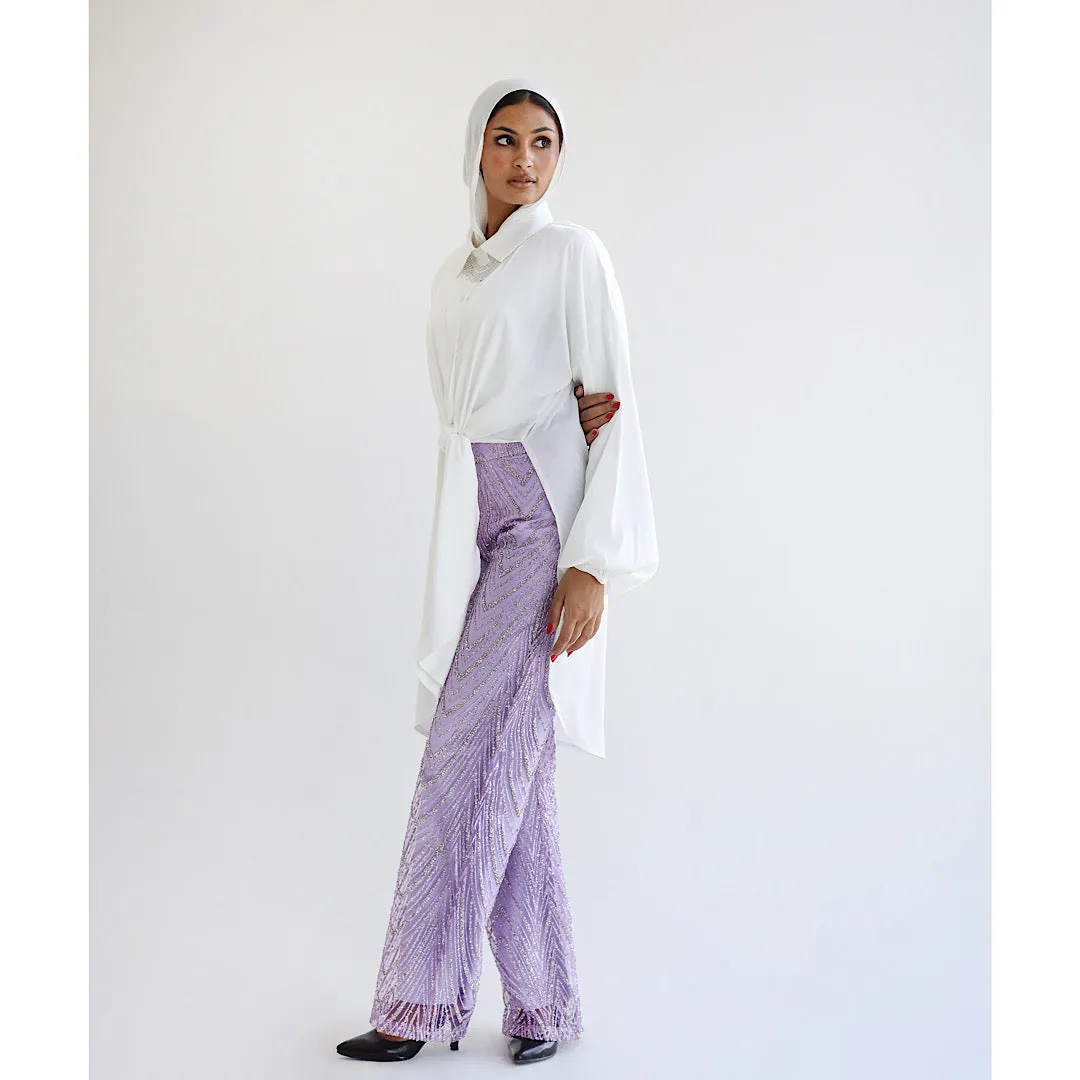 Light purple glittering pants