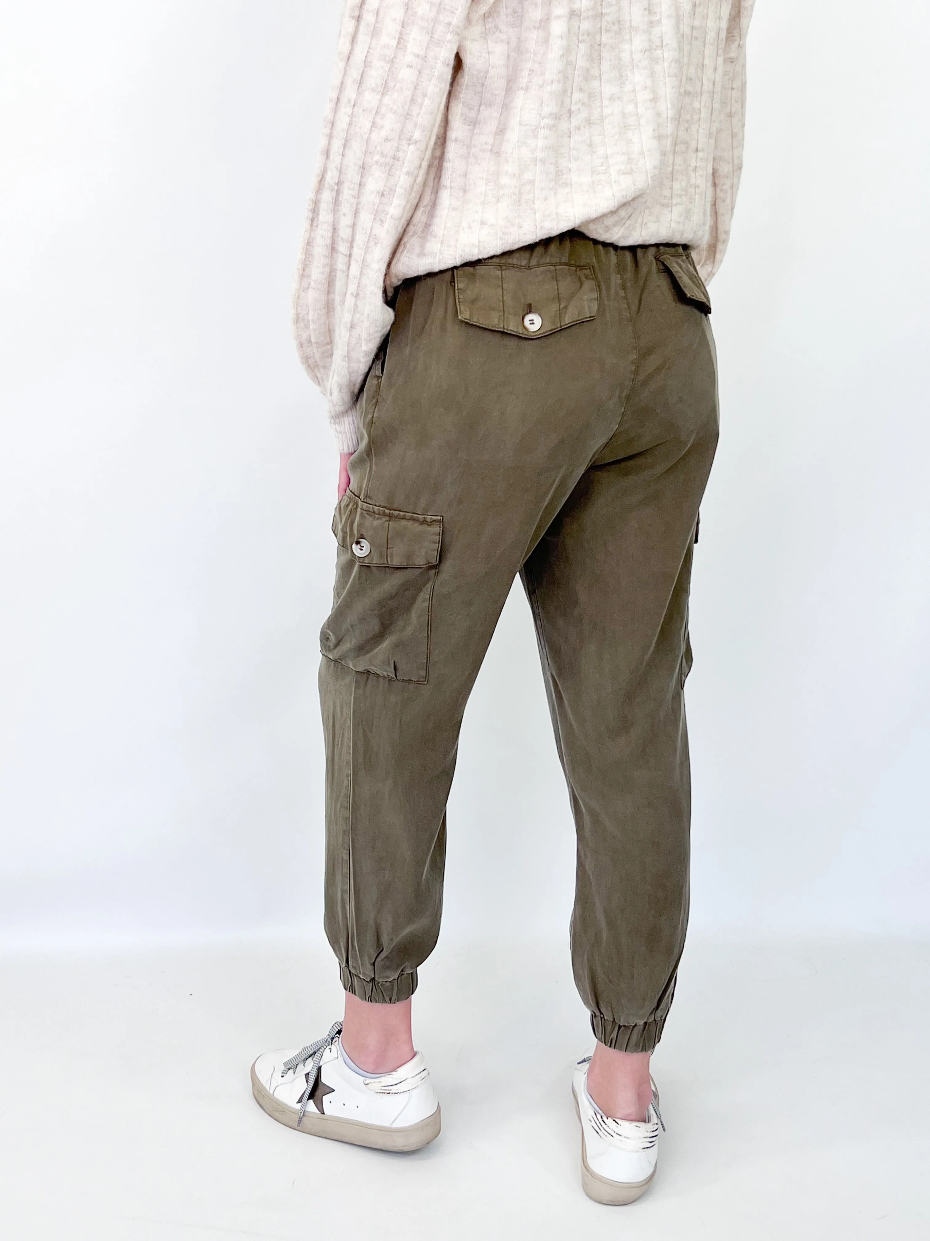 Lily - Cargo Joggers (Olive)