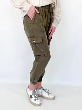 Lily - Cargo Joggers (Olive)