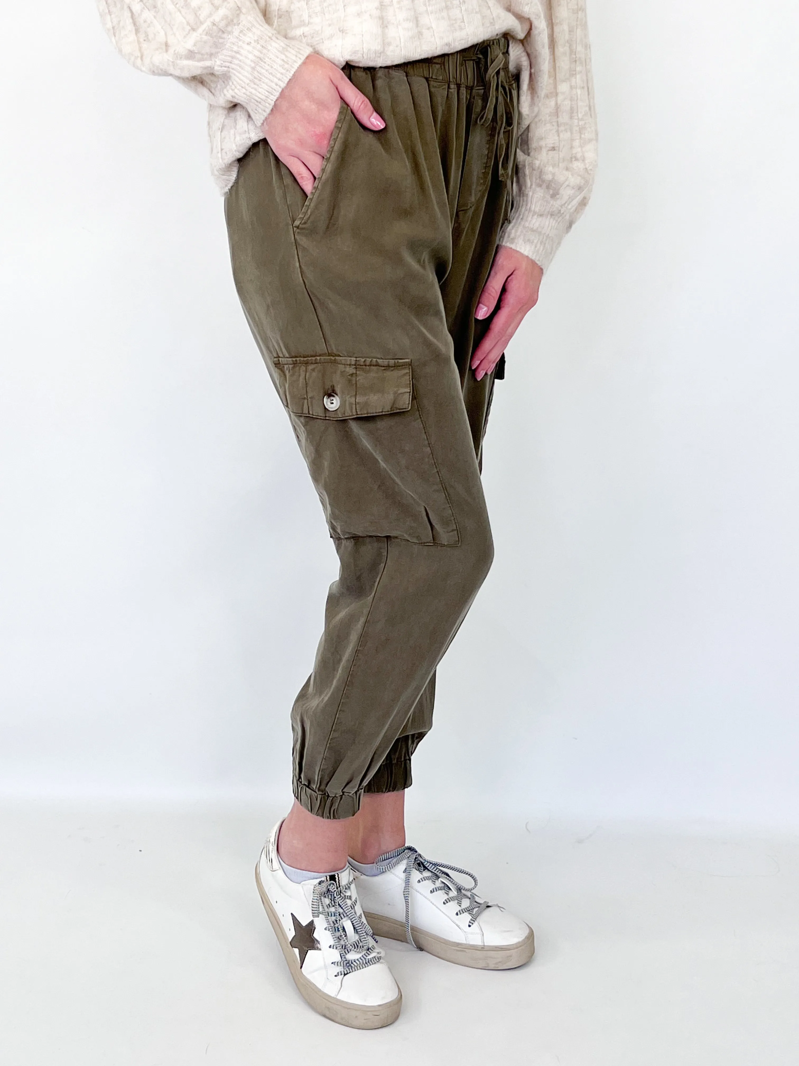 Lily - Cargo Joggers (Olive)