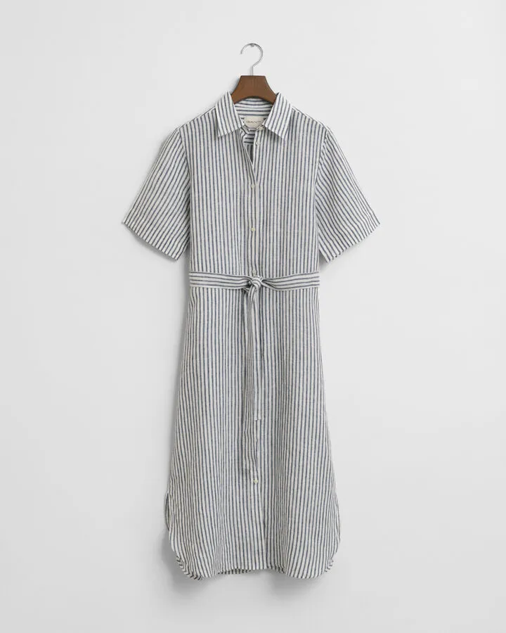 Linen Striped Shirt Dress