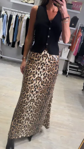 Lissy leopard sequin maxi skirt
