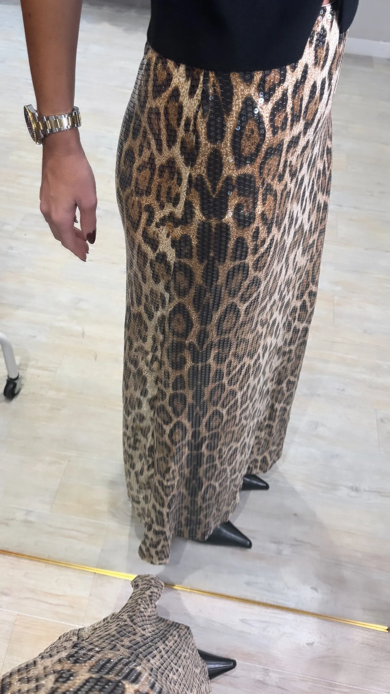Lissy leopard sequin maxi skirt