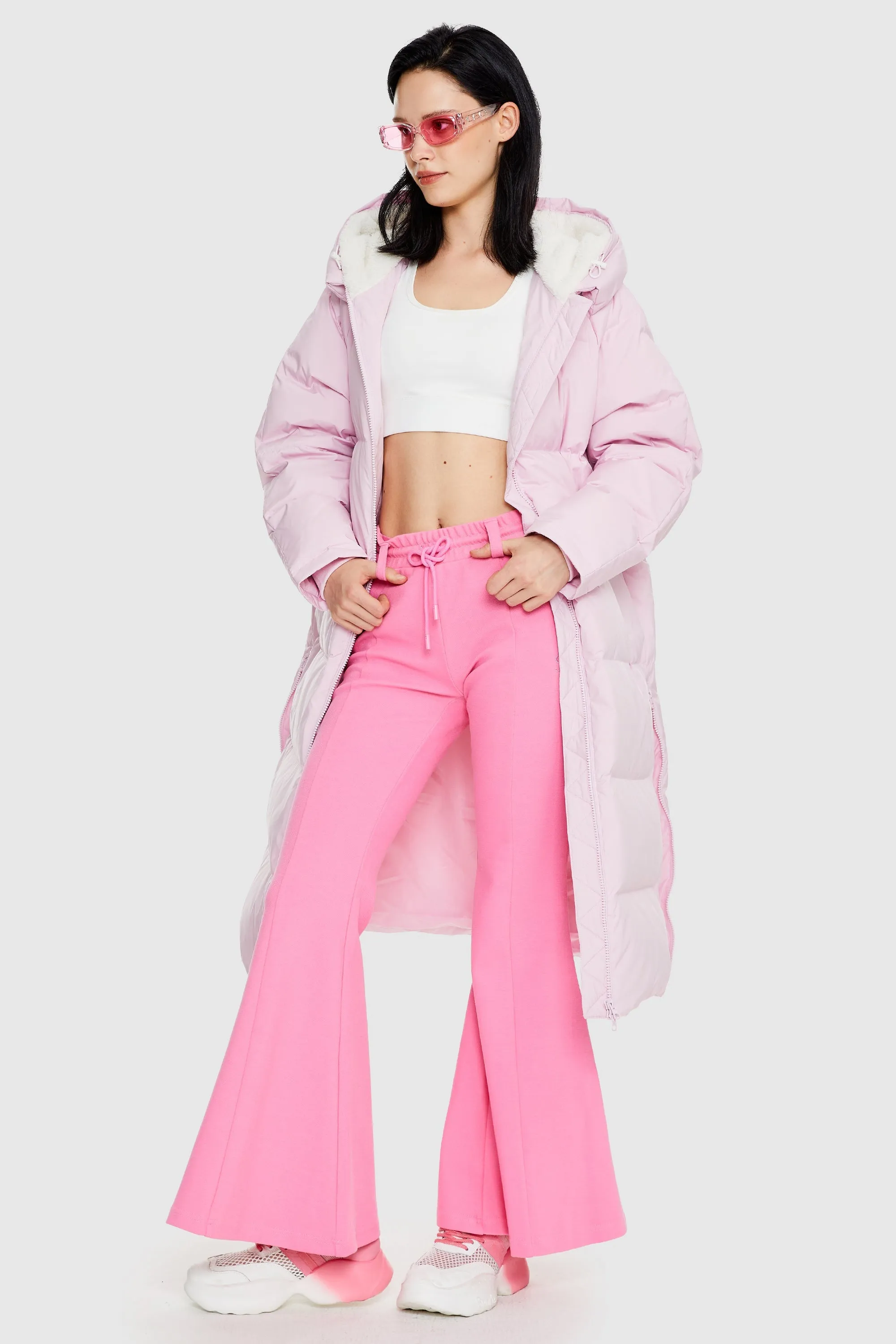 Long Puffer Down Jacket with Hem Slit