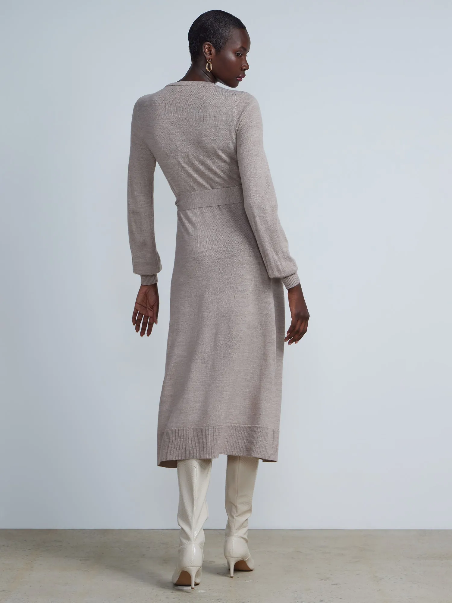 Long Sleeve Sweater Wrap Dress