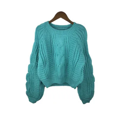Loose Fit Long Lantern Sleeve Knitted Sweater