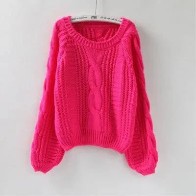 Loose Fit Long Lantern Sleeve Knitted Sweater