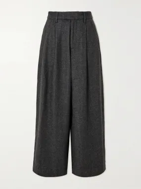 Lucas pleated herringbone tweed wide-leg pants